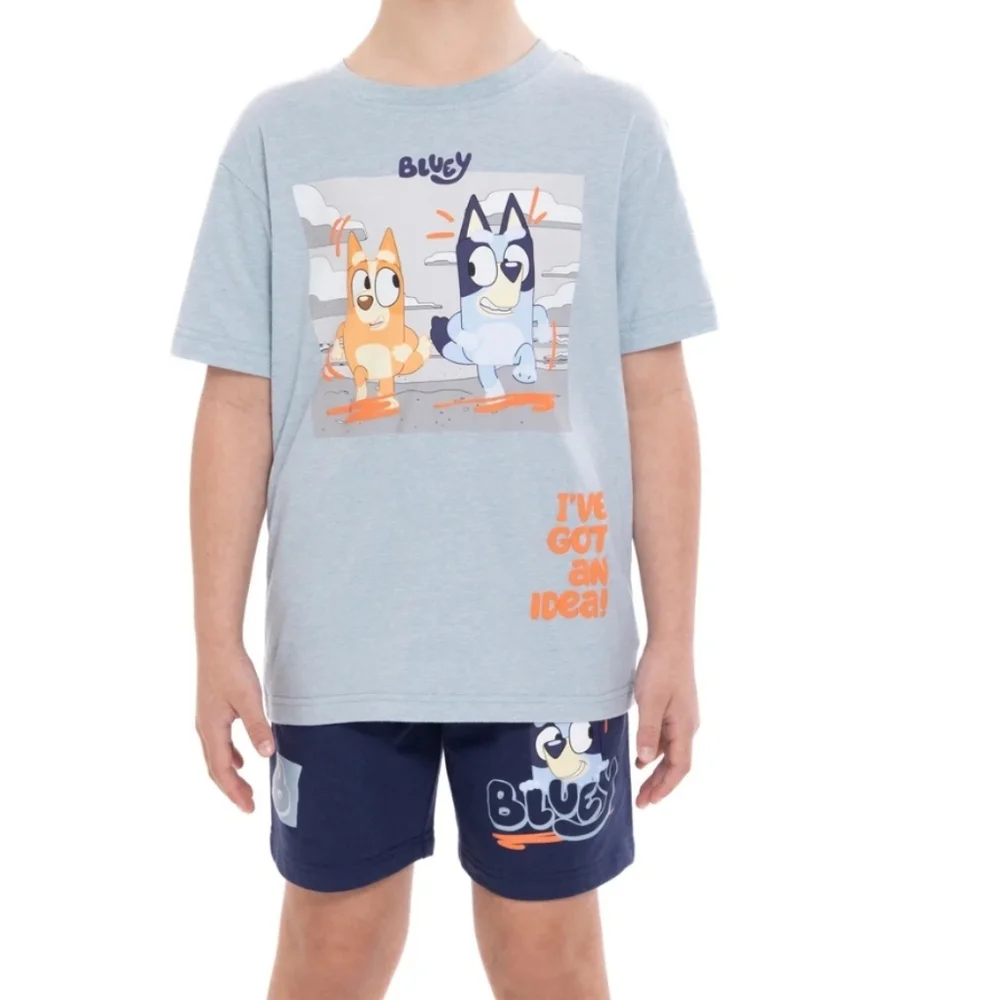 Bluey Kids' T-Shirt and Shorts Set, Blue And Navy